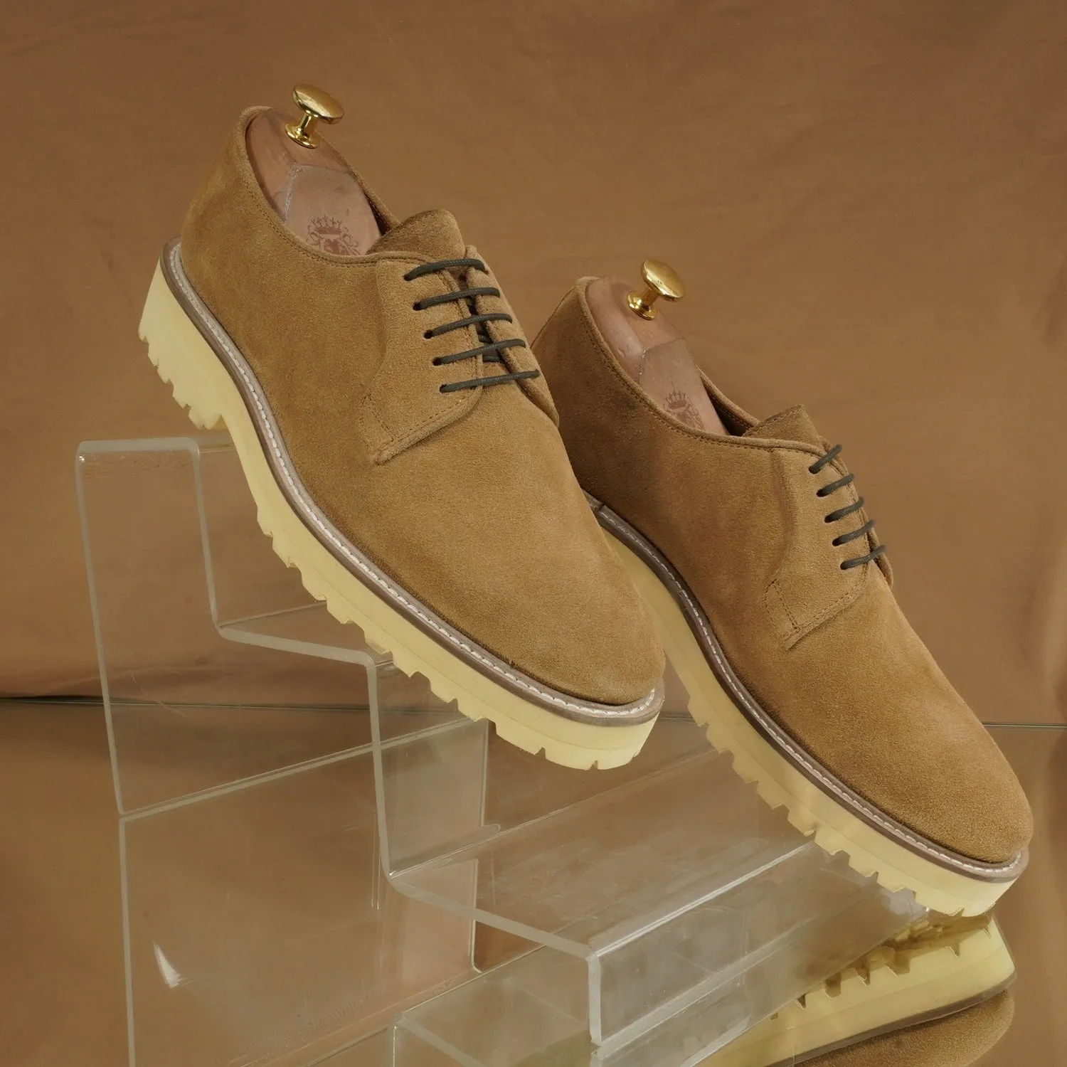 Beige Formal Shoes for Men in Suede Leather