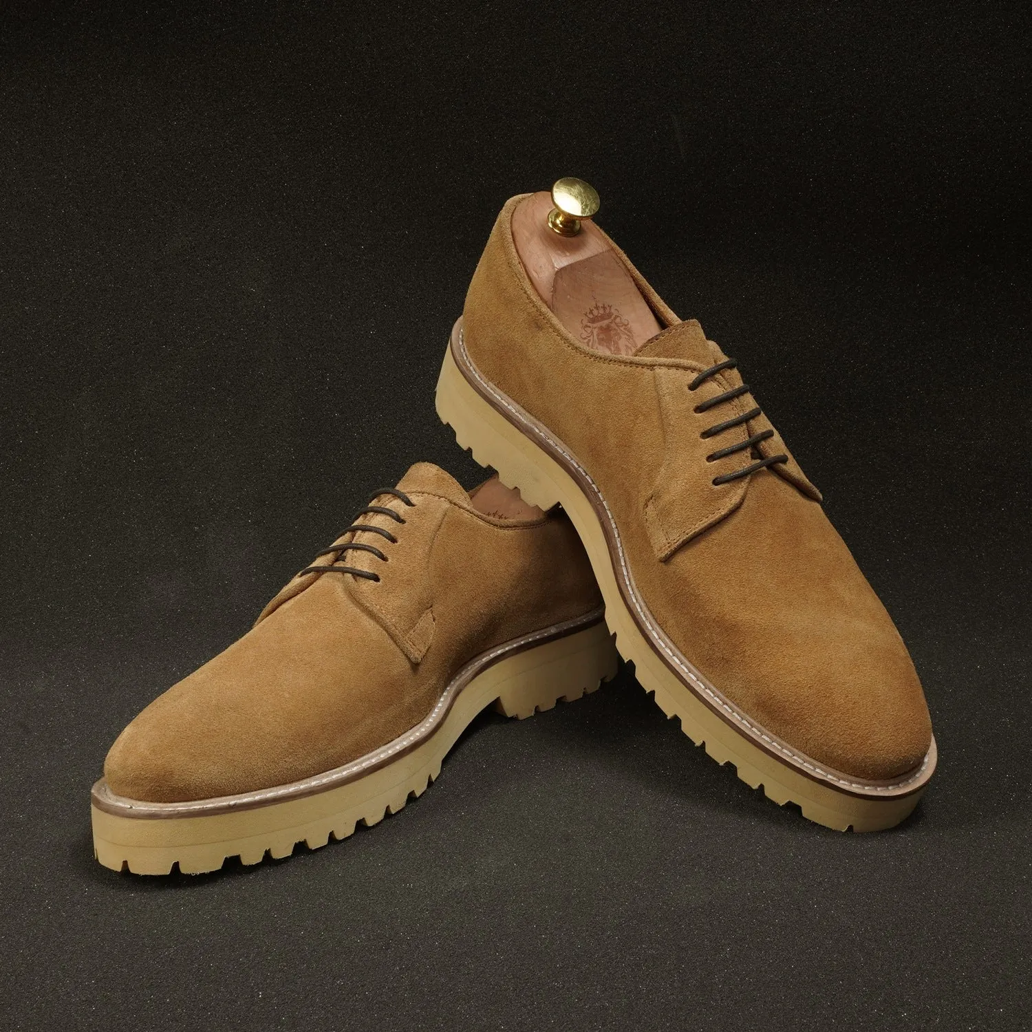 Beige Formal Shoes for Men in Suede Leather