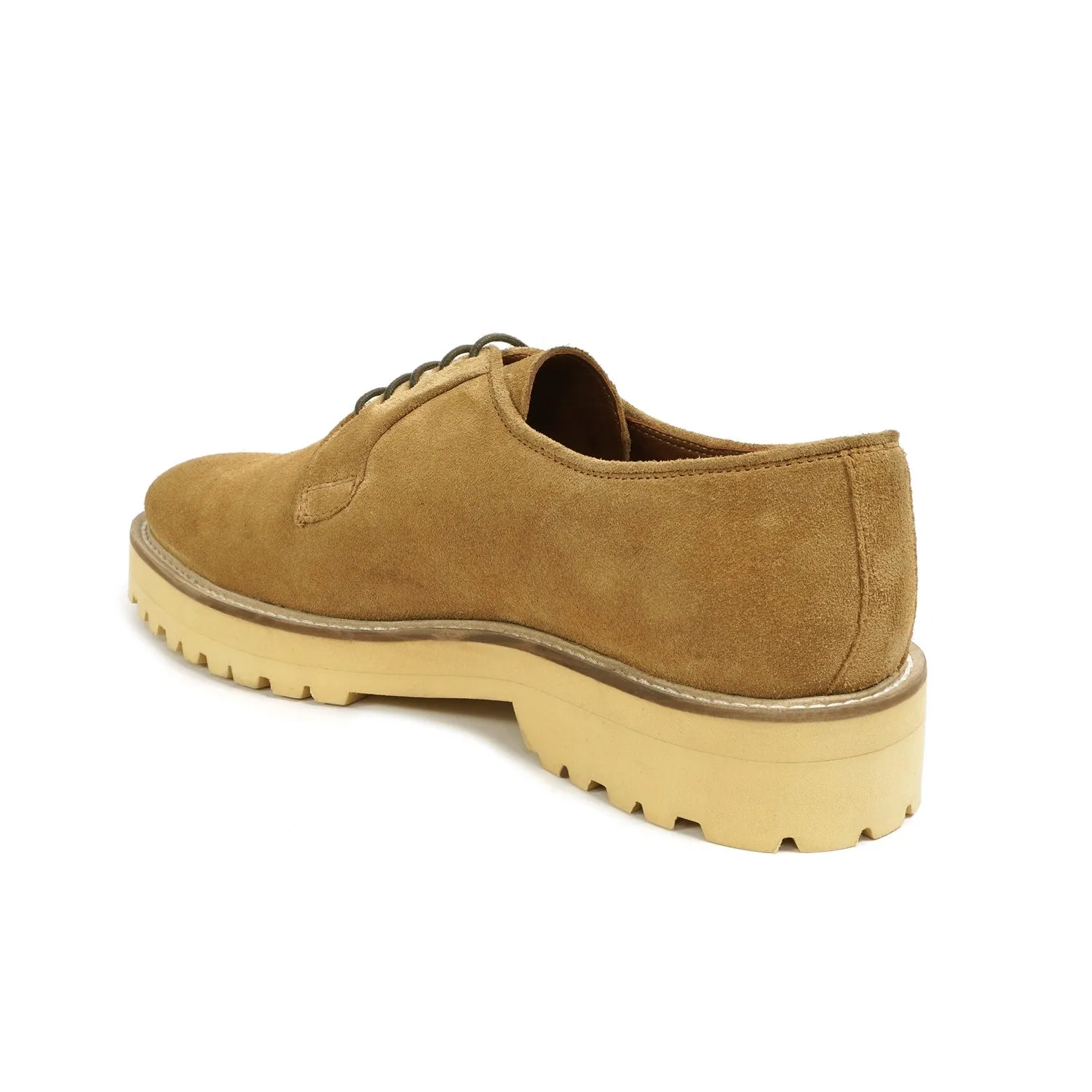 Beige Formal Shoes for Men in Suede Leather