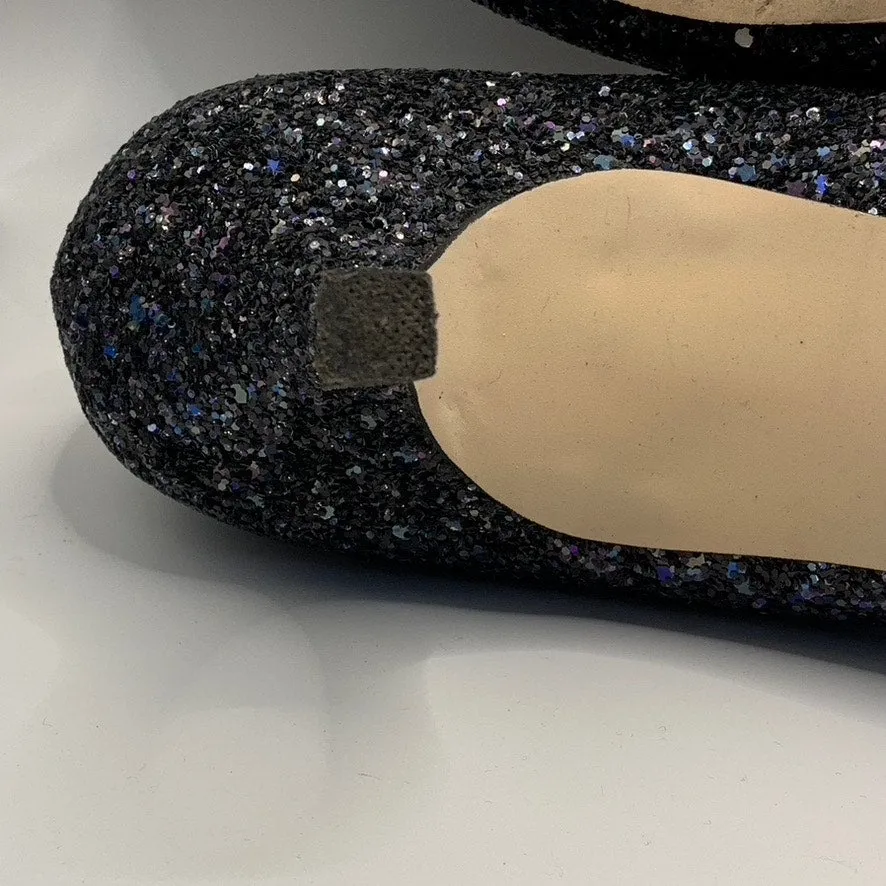 BELLE BADGLEY MISCHKA Women's Navy Sequin Pointed-Toe Kitten-Heel Pumps SZ 9.5