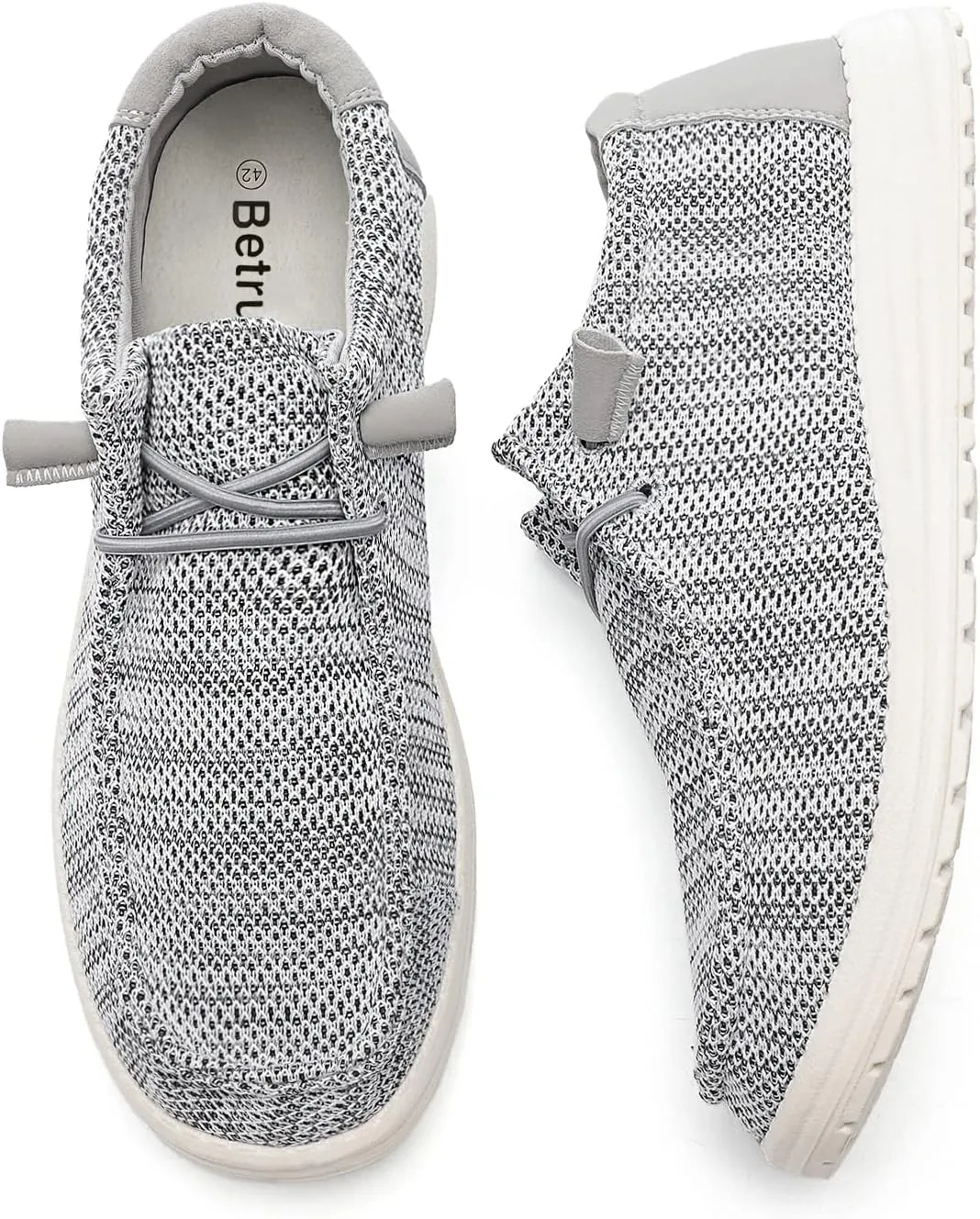 Betrue Mens Slip On Loafers Casual Shoes, Lightweight Comfortable Boat Shoes for Men, Mens Breathable Deck Canvas Shoe Non-Slip Lace Up Loafers Cloth Shoes