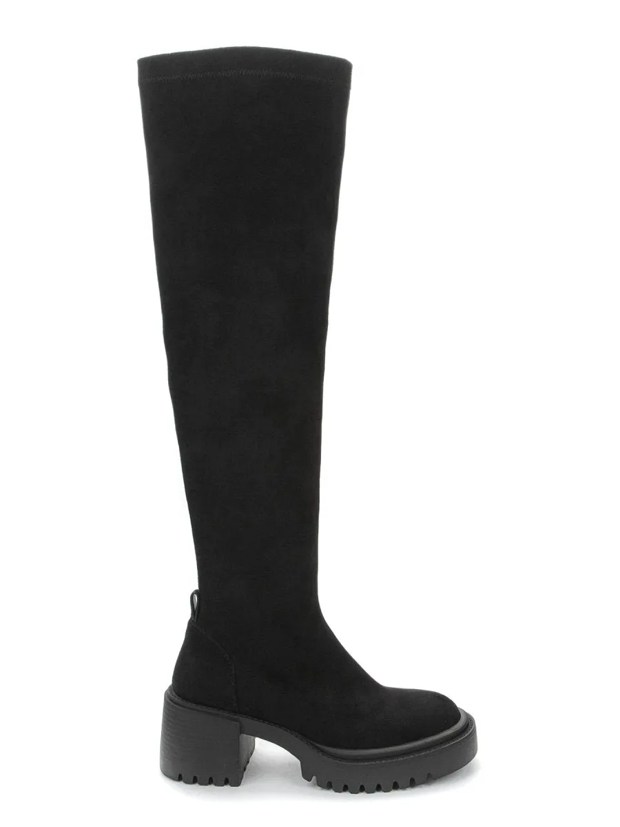 Betsy Black Faux Suede Womens Over the knee Boots