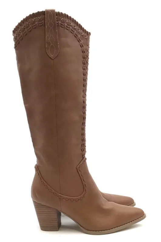 Billini Women's Finley Brown Pointed-Toe Knee High Cowgirl Western Boots - Sz 9