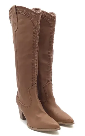 Billini Women's Finley Brown Pointed-Toe Knee High Cowgirl Western Boots - Sz 9