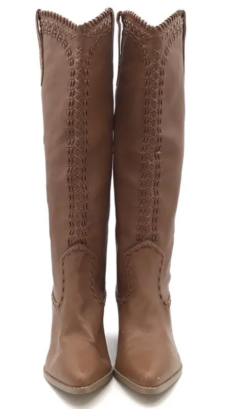 Billini Women's Finley Brown Pointed-Toe Knee High Cowgirl Western Boots - Sz 9