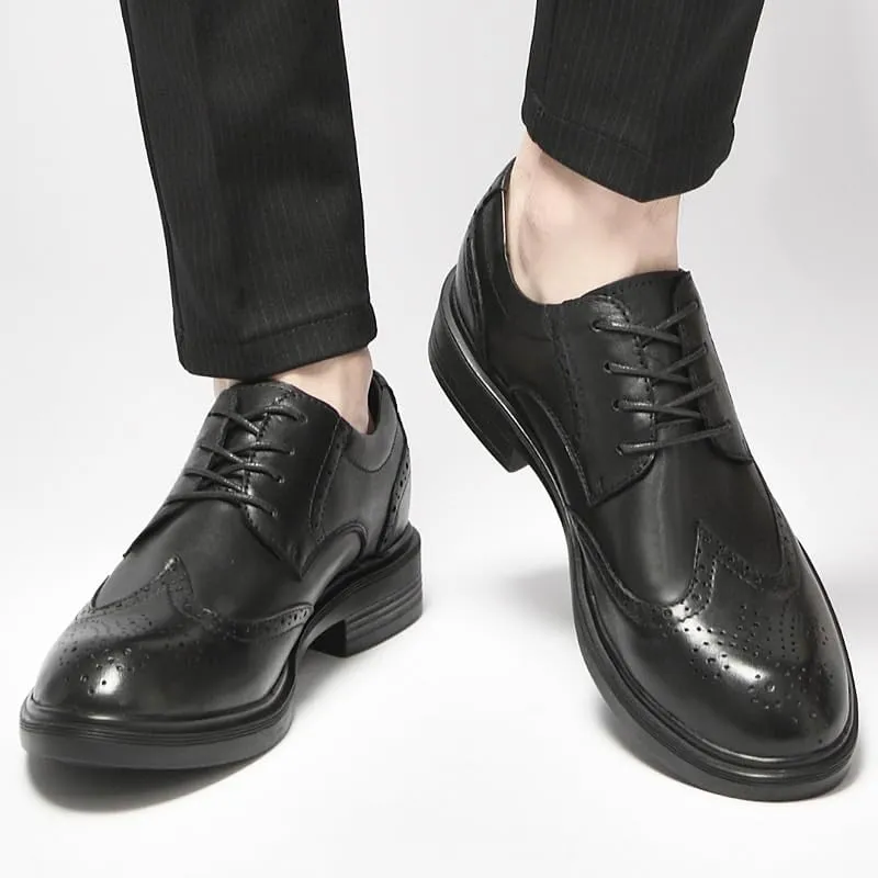 Black Breathable Business Lace-Up Leather Shoes Men's Daily Casual Walking Shoes British Style Luxury Oxfords