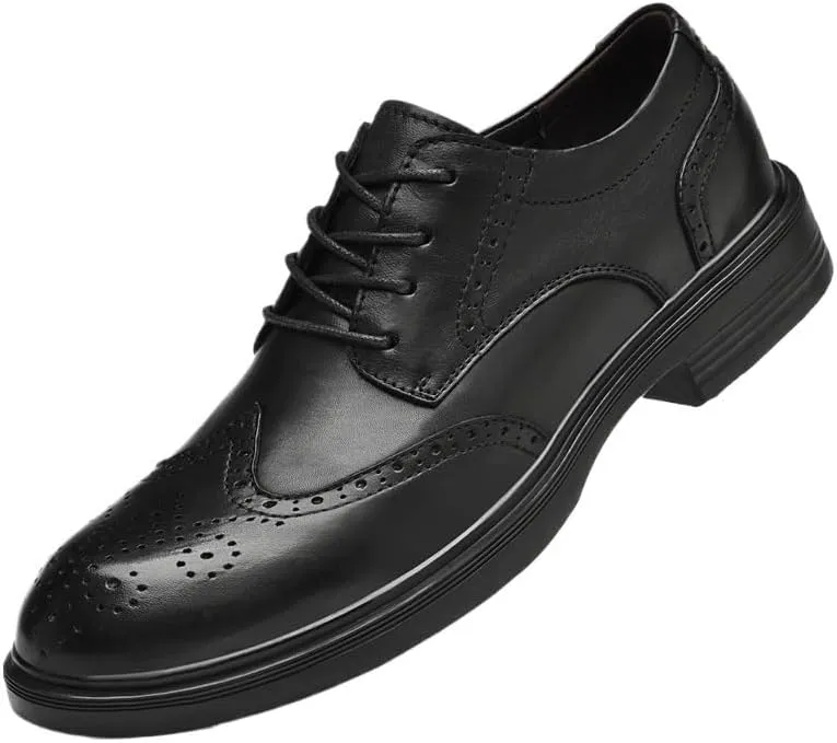 Black Breathable Business Lace-Up Leather Shoes Men's Daily Casual Walking Shoes British Style Luxury Oxfords