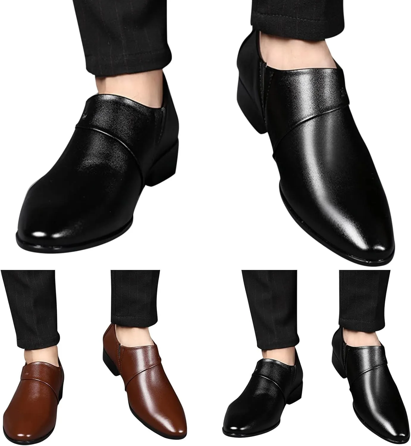 Black Dress Shoes Men Oxford Shoes for Men Black Dress Shoes Slip On Brown British Business Shoe Pointed Toe Formal Leather Shoes
