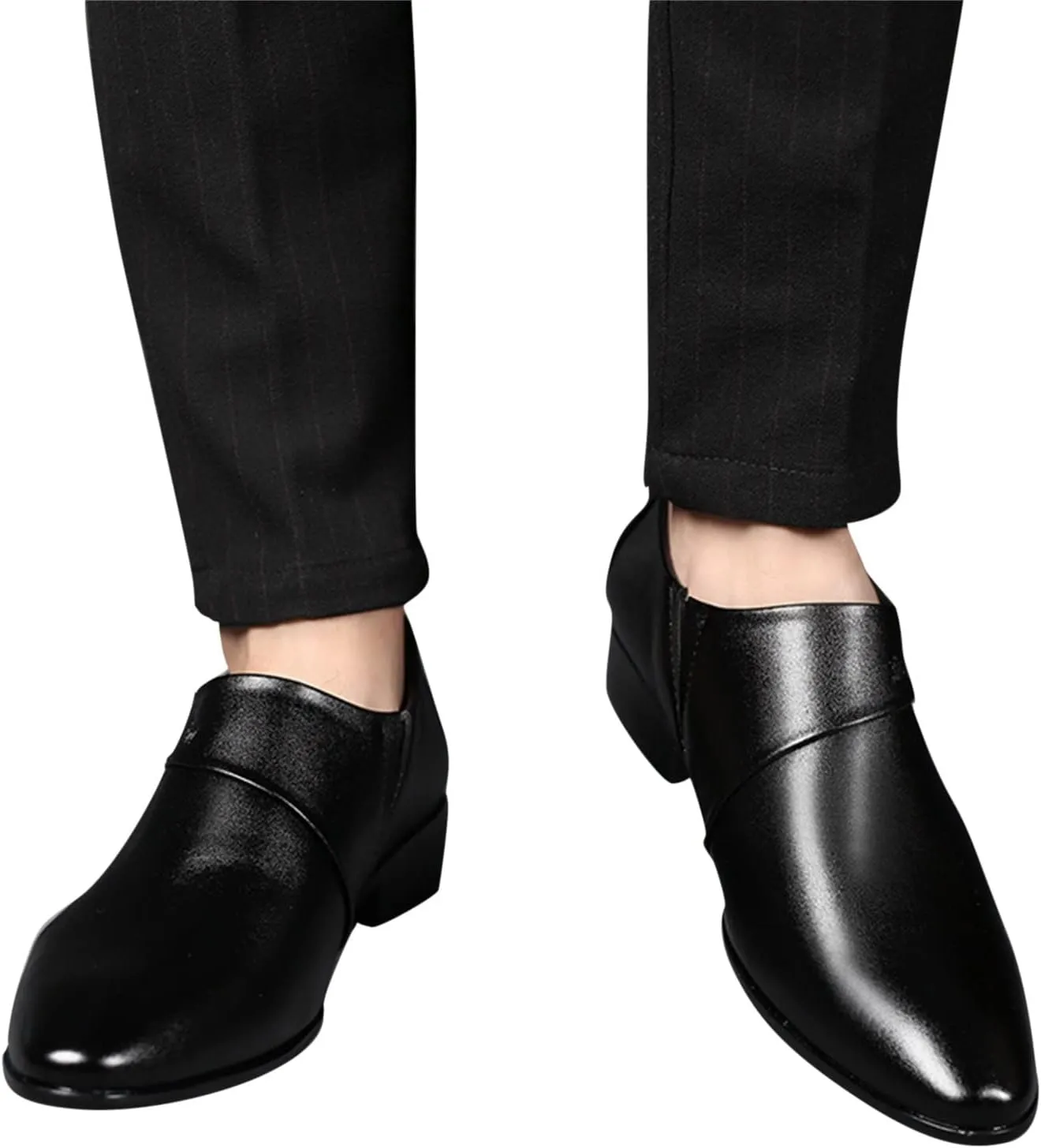 Black Dress Shoes Men Oxford Shoes for Men Black Dress Shoes Slip On Brown British Business Shoe Pointed Toe Formal Leather Shoes