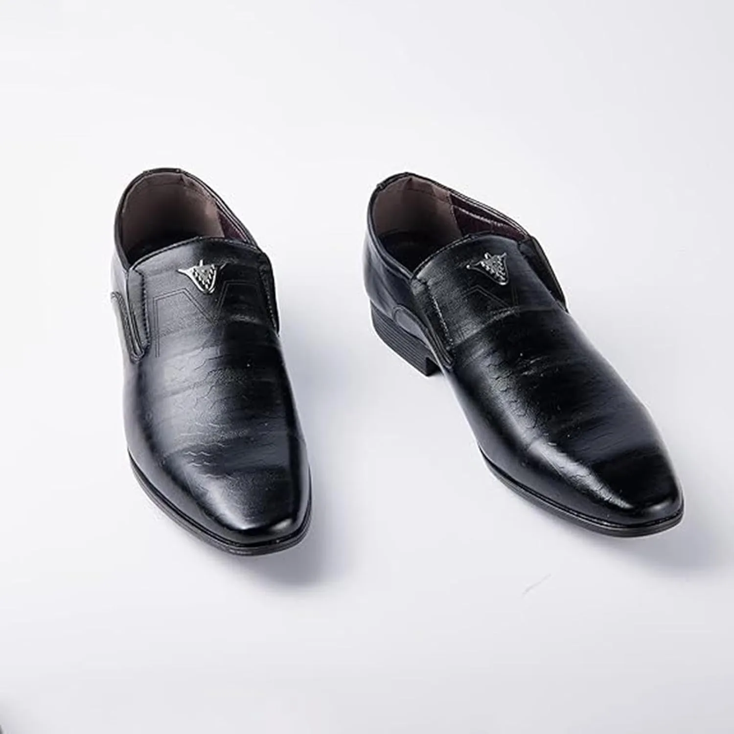 Black Dress Shoes Men Slip On Black British Business Shoe Pointed Toe Formal Leather Shoes Wedding Shoes for A Suit Modern Dress Shoes
