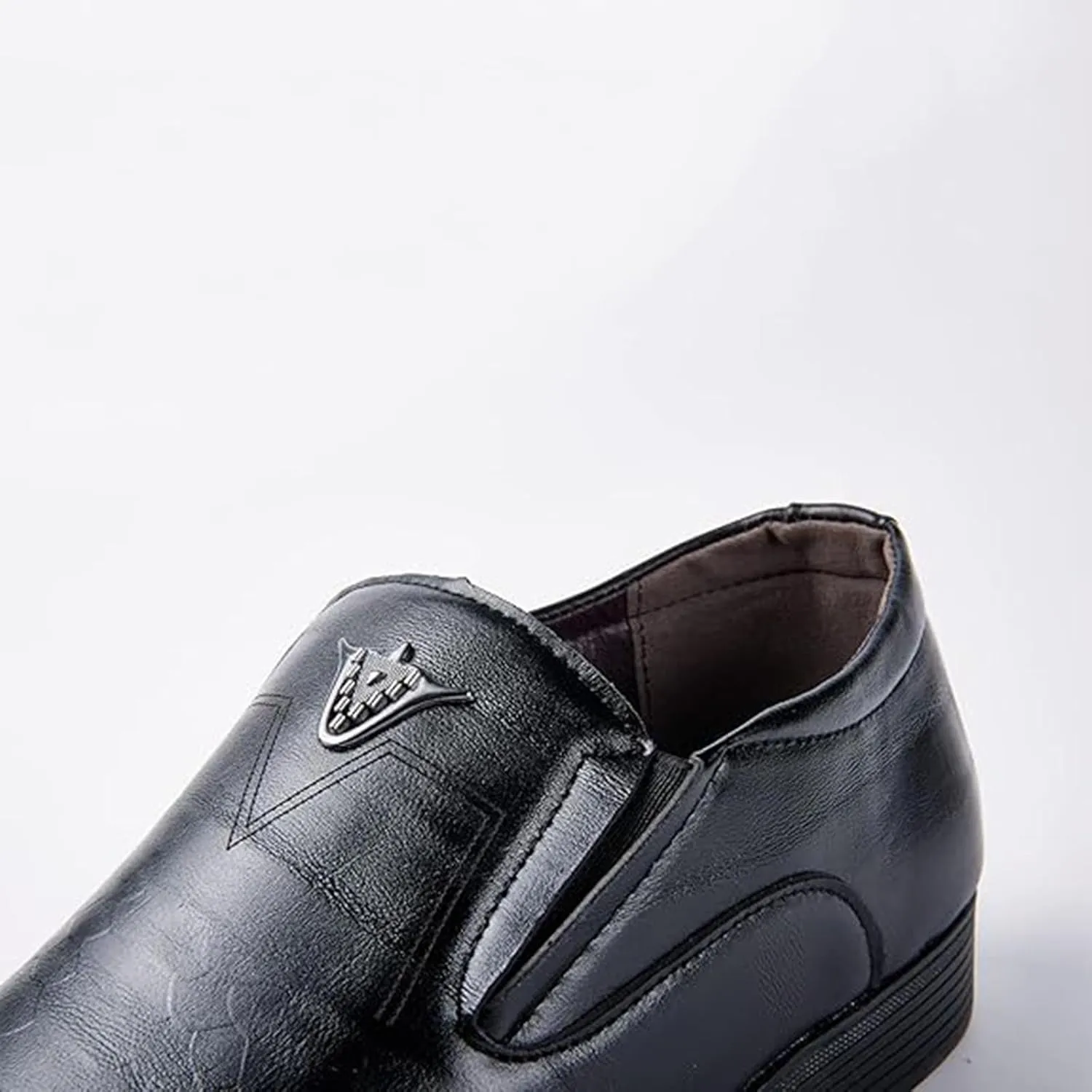 Black Dress Shoes Men Slip On Black British Business Shoe Pointed Toe Formal Leather Shoes Wedding Shoes for A Suit Modern Dress Shoes