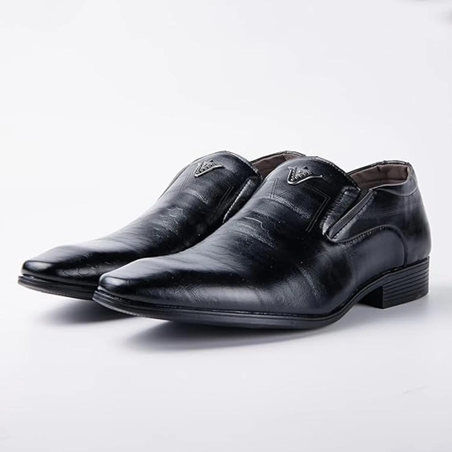 Black Dress Shoes Men Slip On Black British Business Shoe Pointed Toe Formal Leather Shoes Wedding Shoes for A Suit Modern Dress Shoes