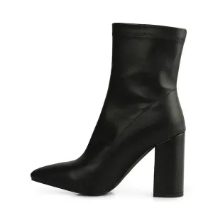 Black Pointed Toe High Ankle Boots