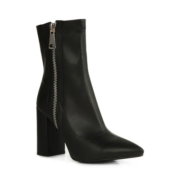 Black Pointed Toe High Ankle Boots
