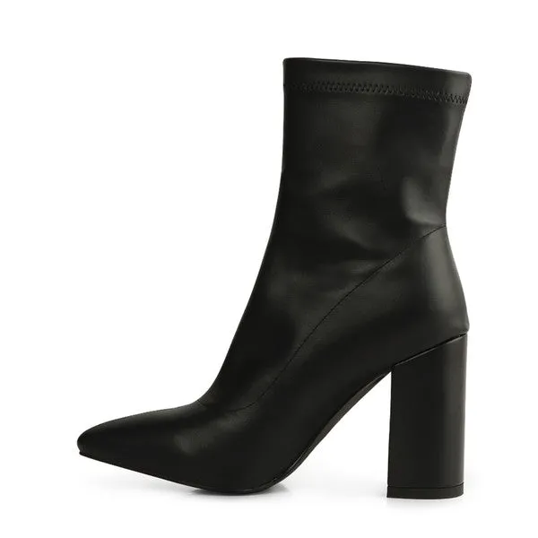 Black Pointed Toe High Ankle Boots