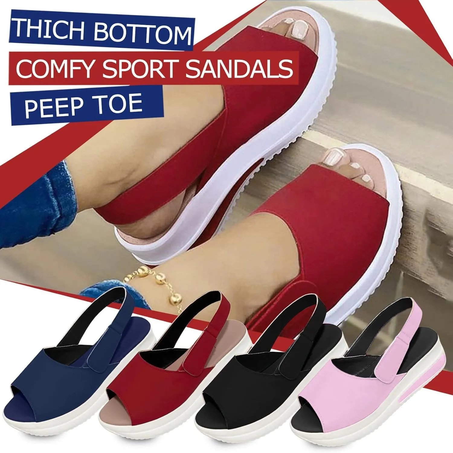 Black Sandals Women Wedge, Women's 2023 Peep Toe Platform Sandals Shoes Wedges Ankle Buckle Ladies Flip Flops