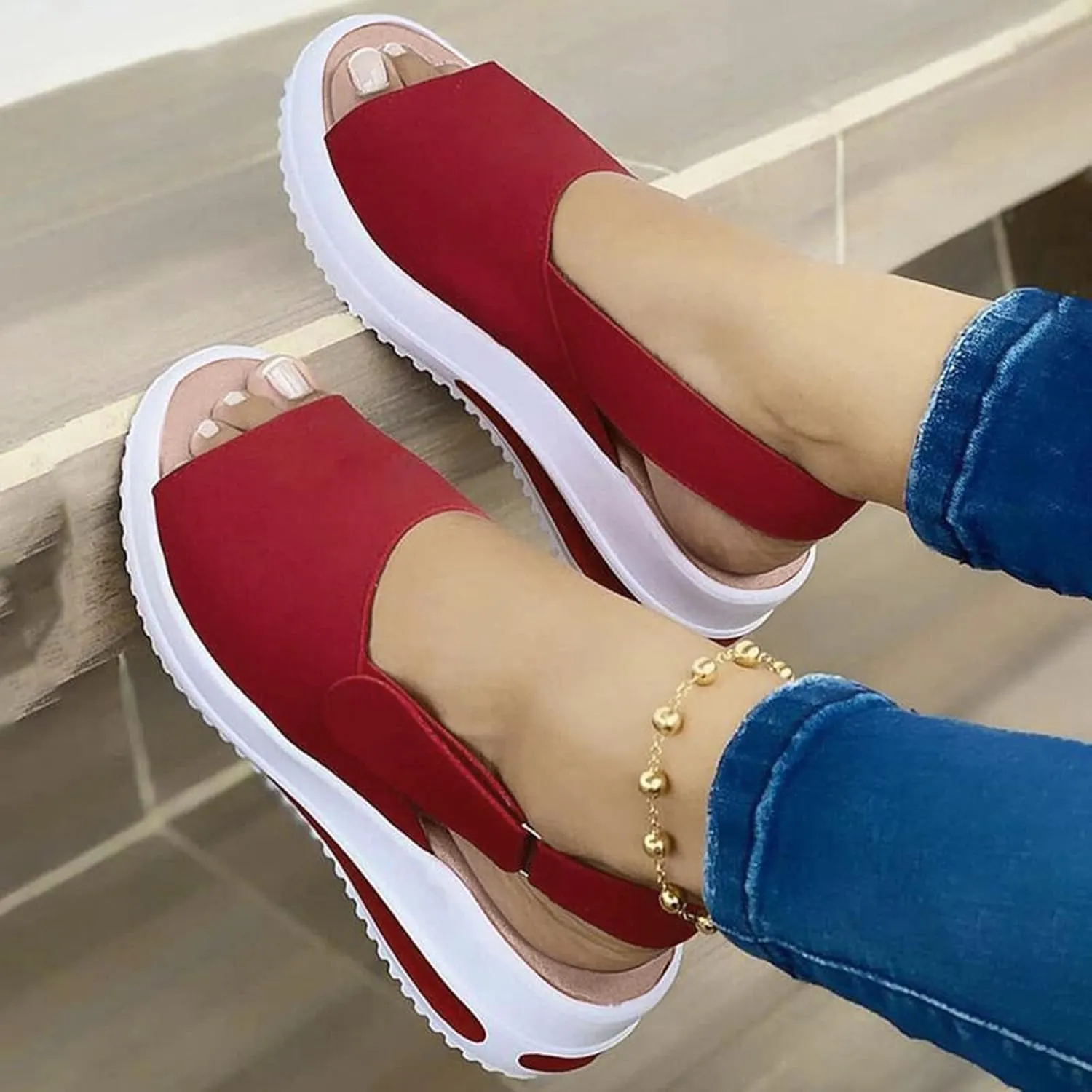 Black Sandals Women Wedge, Women's 2023 Peep Toe Platform Sandals Shoes Wedges Ankle Buckle Ladies Flip Flops