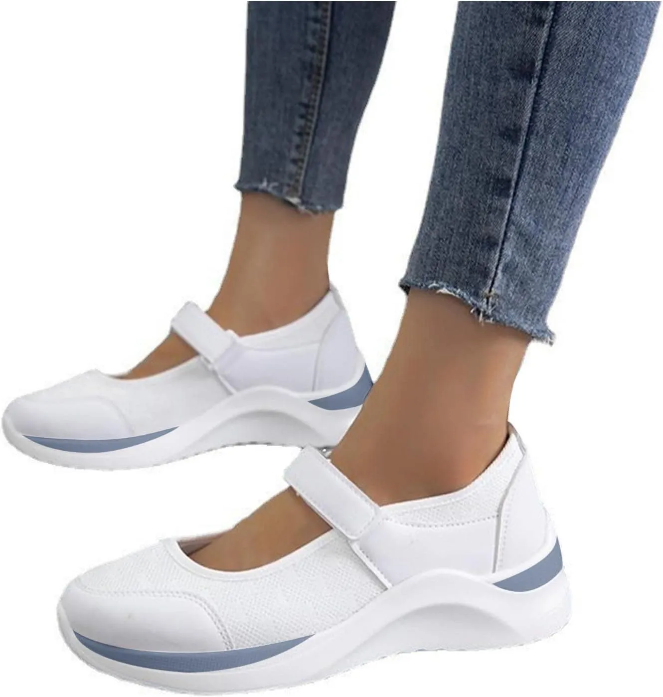 Black Walking Shoes for Women Casual Non Slip Orthopedic Shoe Adjustable Strap Hikng Sports Sneakers Footwear
