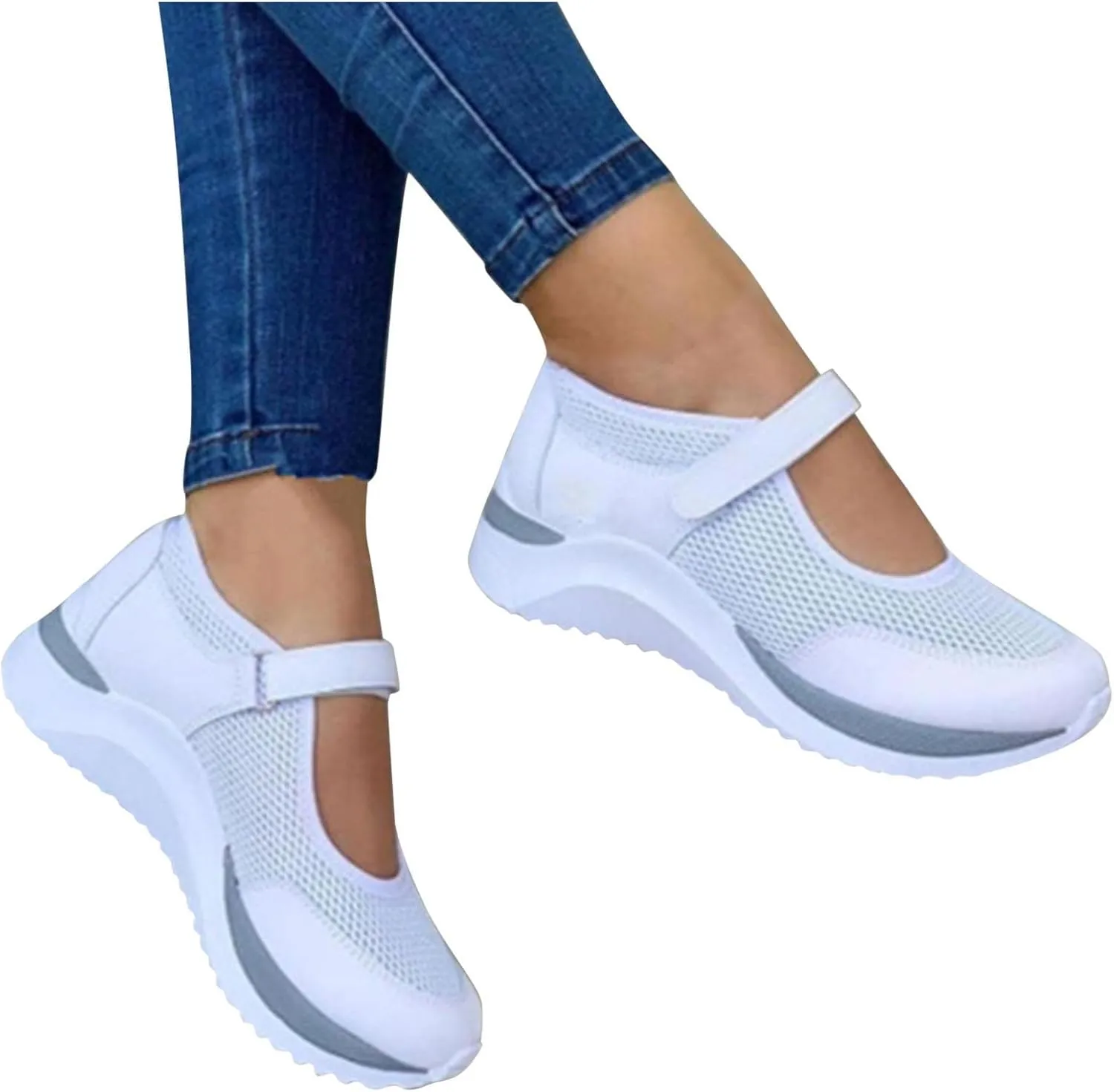 Black Walking Shoes for Women Casual Non Slip Orthopedic Shoe Adjustable Strap Hikng Sports Sneakers Footwear