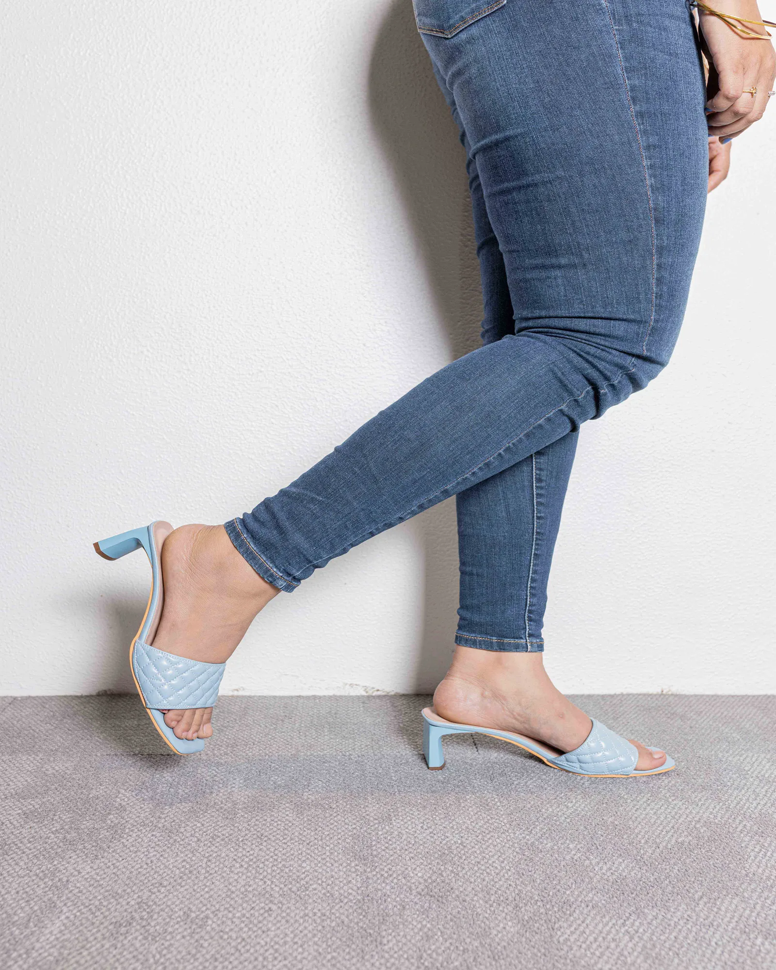 Blue Fancy Quilted T-Heels for Women