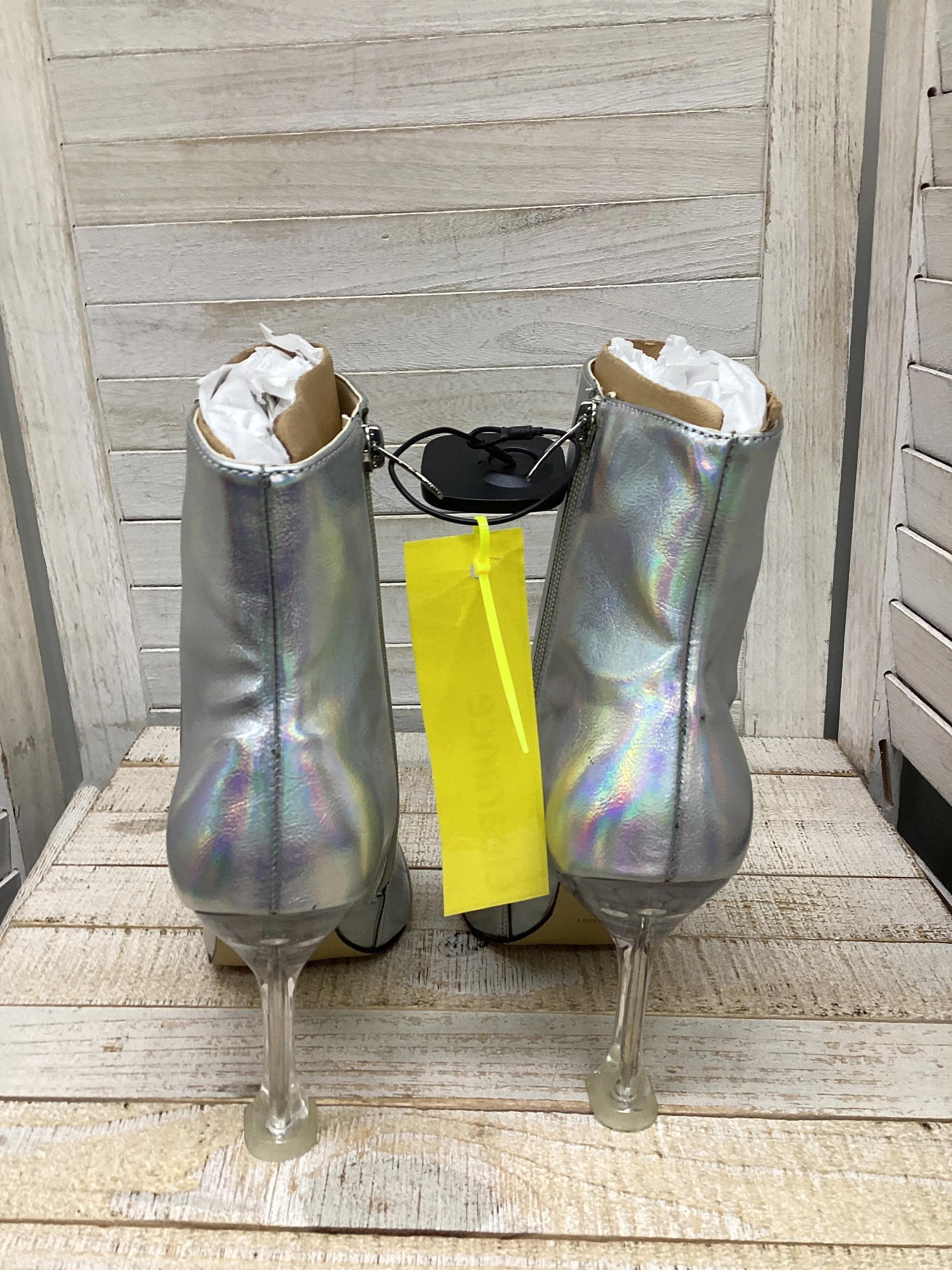 Boots Ankle Heels By Nine West In Metallic, Size: 8.5