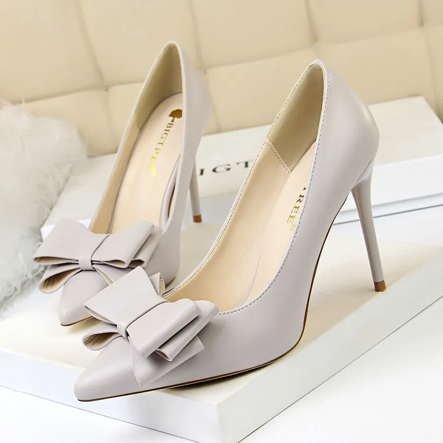 Bowtie High Heel Pointed Toe Pumps