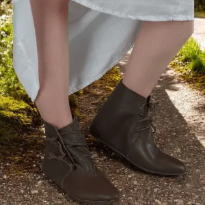 Brown Leather Viking Ankle Boots | Four-String Adjustment
