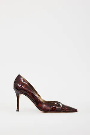 Brown Patent Leather Pointed Toe Pump