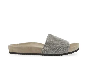 Brunello Cucinelli Women's Monil Suede Detailed Slide Sandal Slippers in Grey