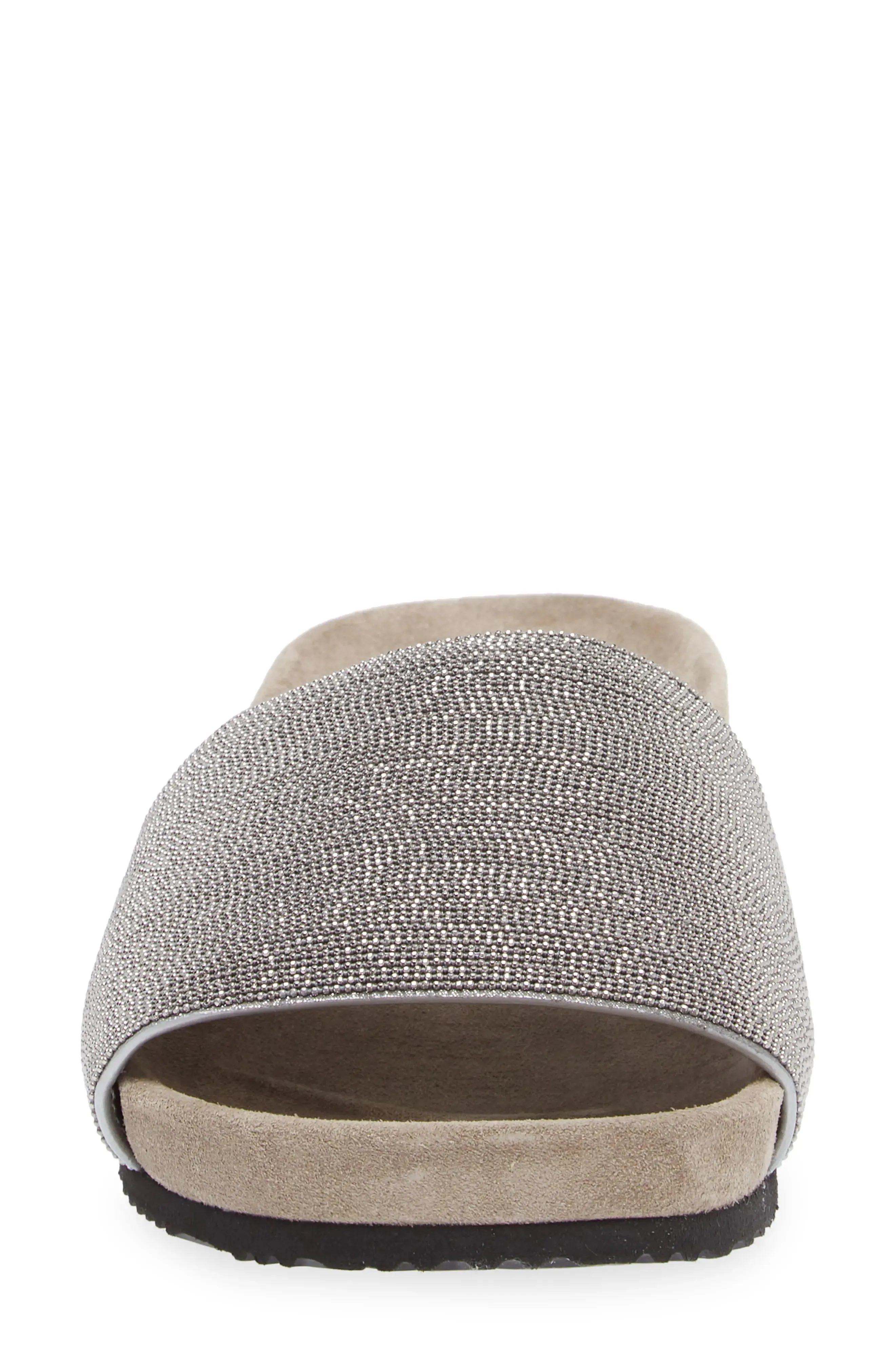 Brunello Cucinelli Women's Monil Suede Detailed Slide Sandal Slippers in Grey