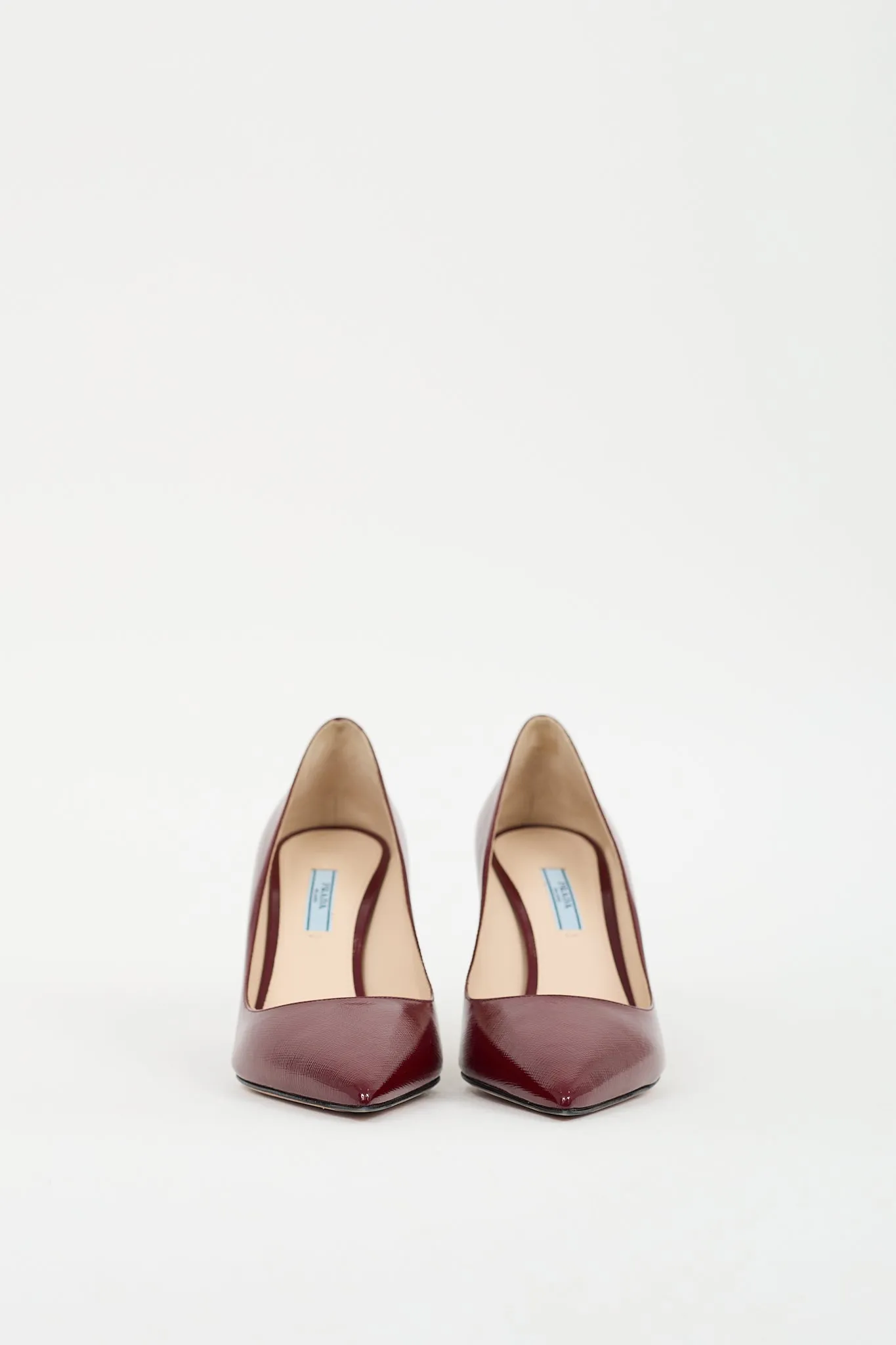 Burgundy Patent Saffiano Leather Pump