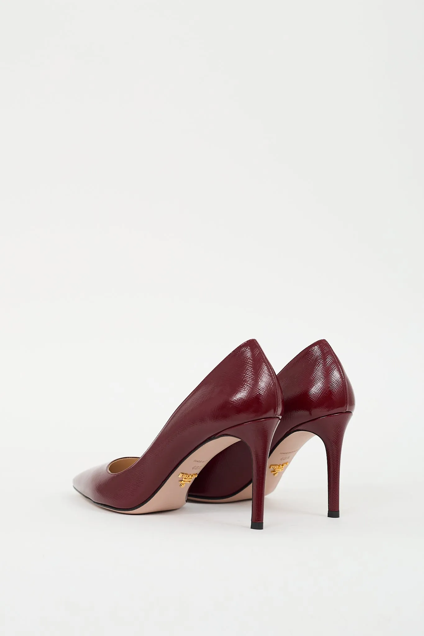 Burgundy Patent Saffiano Leather Pump