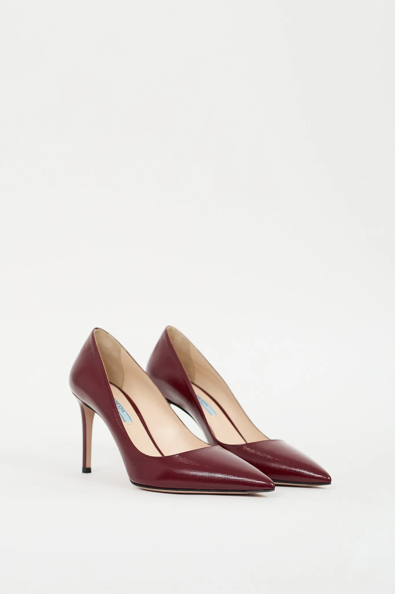 Burgundy Patent Saffiano Leather Pump