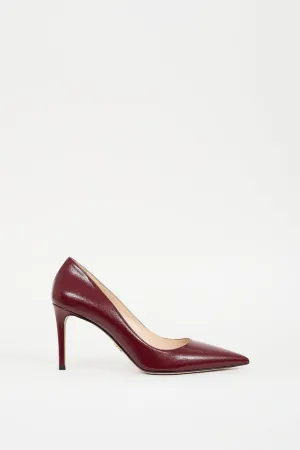 Burgundy Patent Saffiano Leather Pump