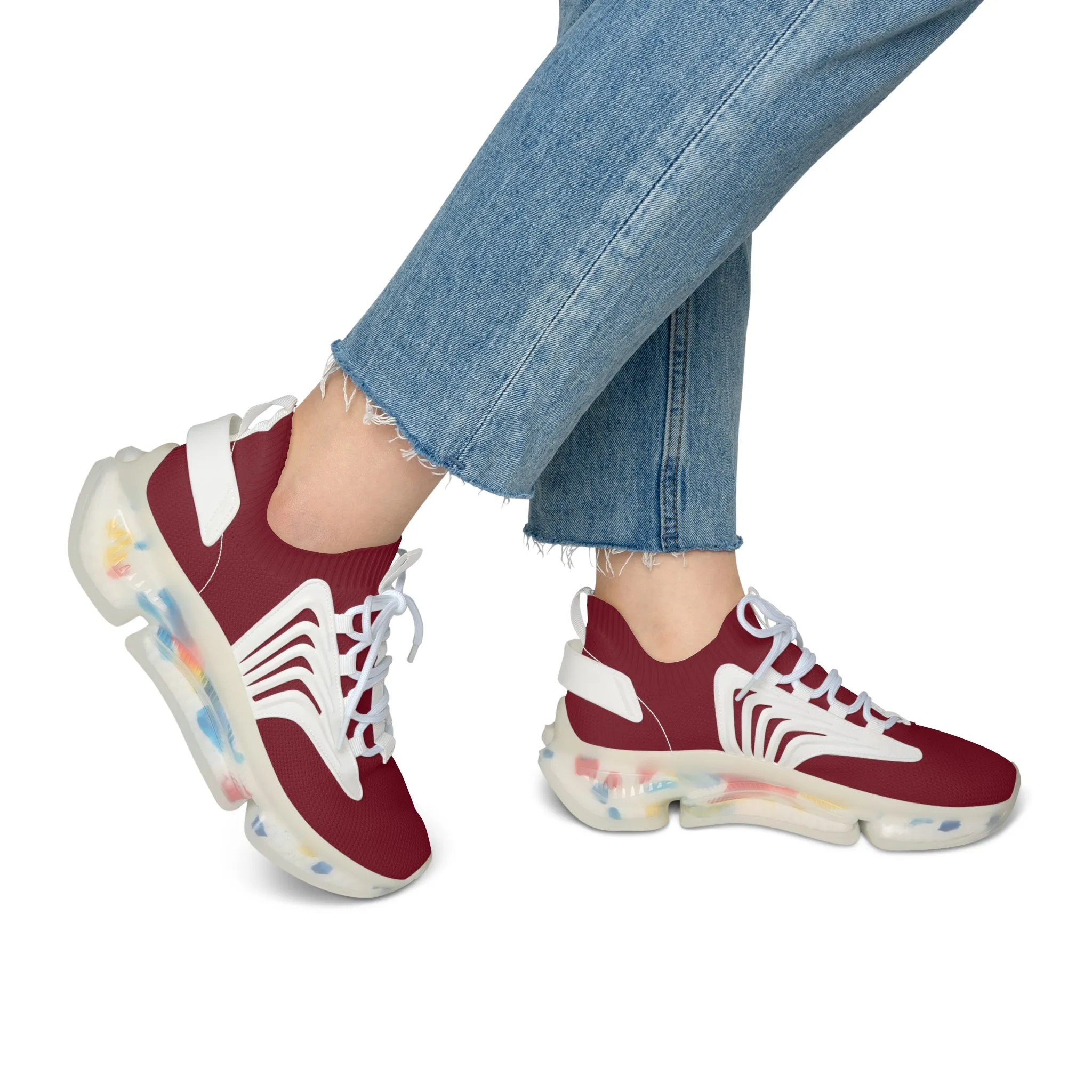 Burgundy Women's Mesh Sneakers