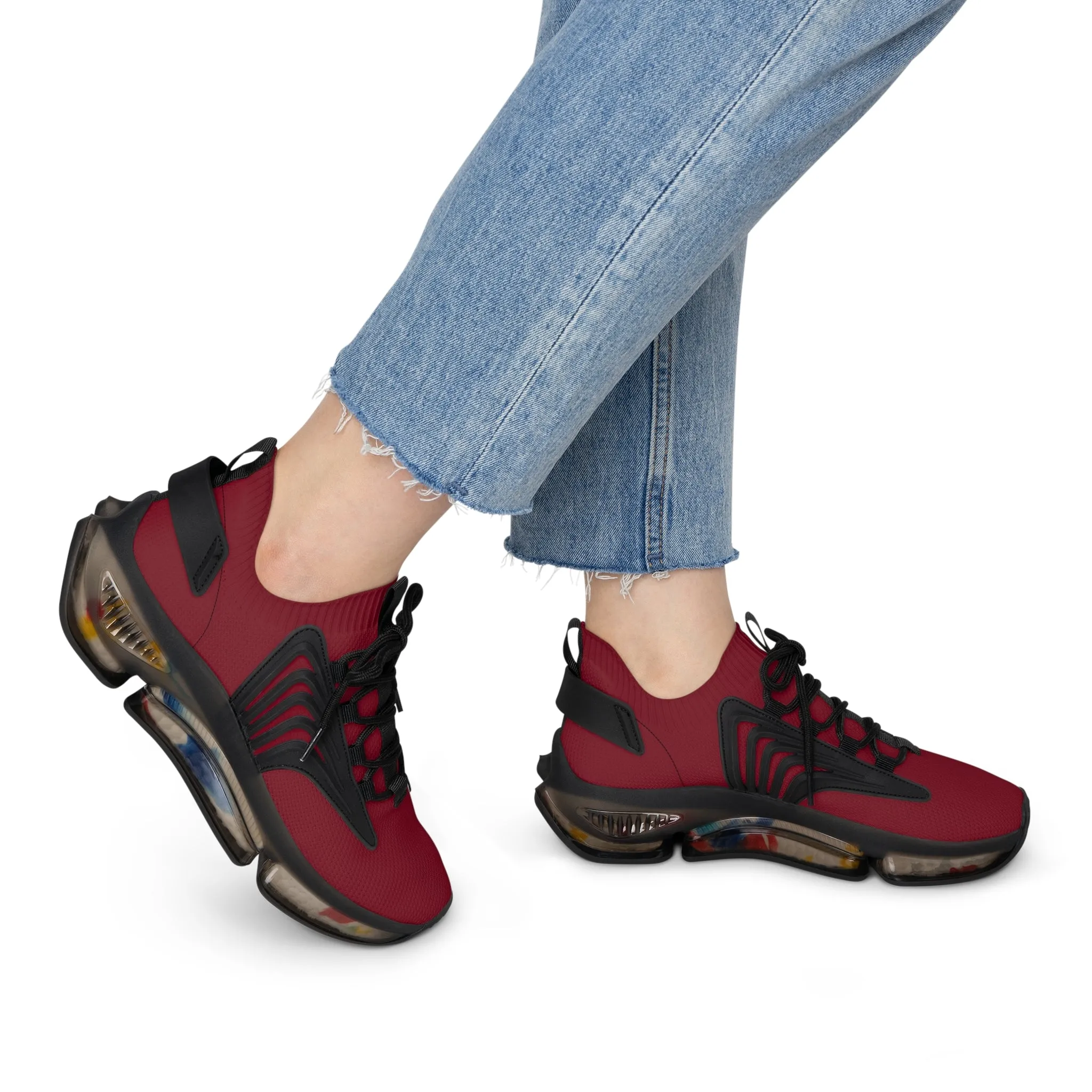 Burgundy Women's Mesh Sneakers