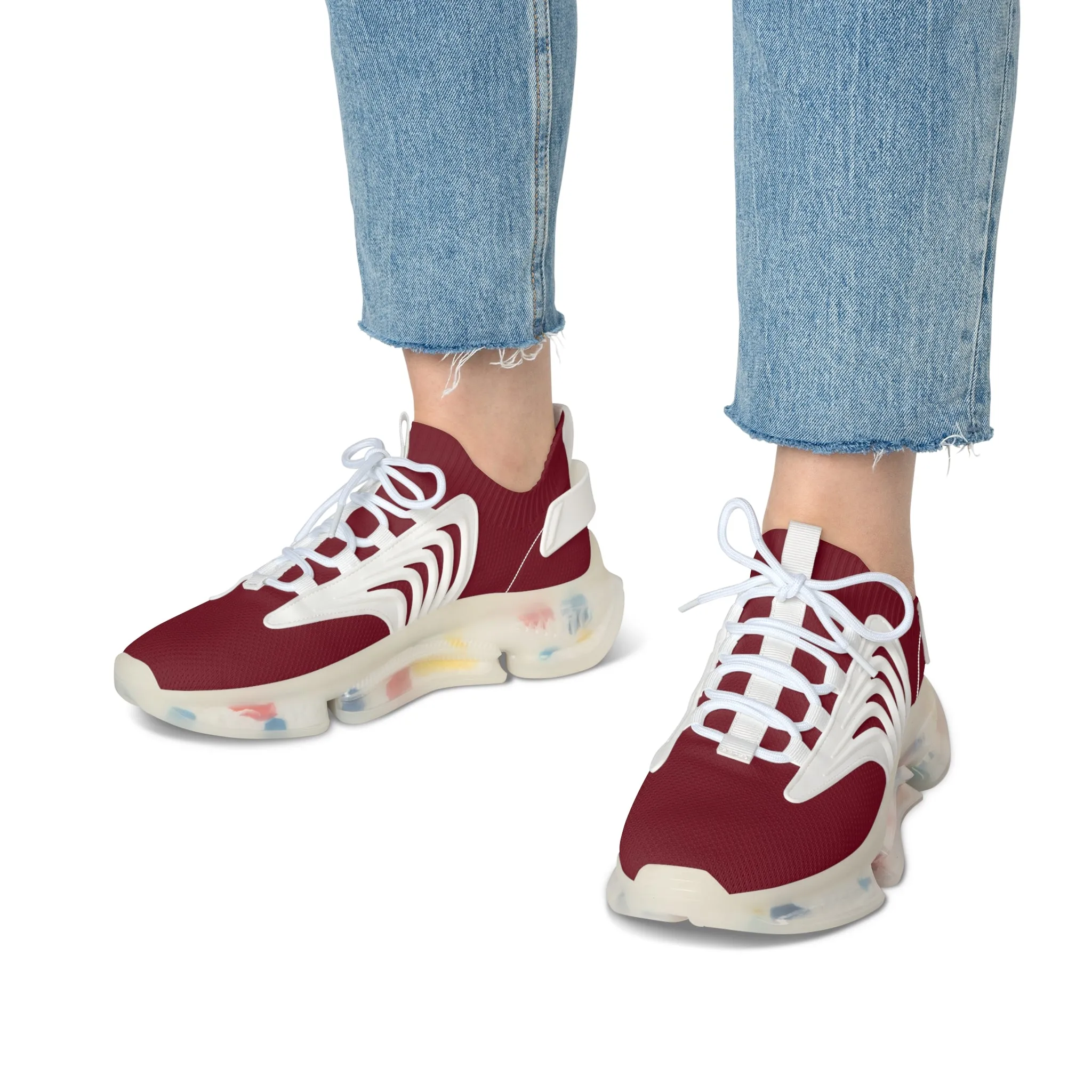 Burgundy Women's Mesh Sneakers