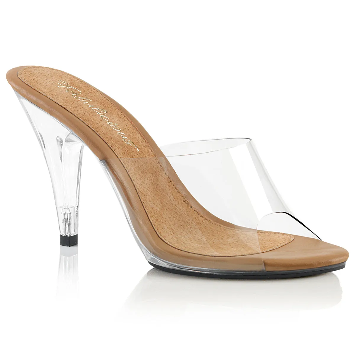 CARESS-401 Fabulicious 4" Caress Clear/Tan Sexy Shoes (High Heels)