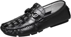 Casual Loafers for Mens Vegan Leather Evening Round Toe Wedding Non Slip Low Top Block Heel Anti-Slip Shoe Slip On