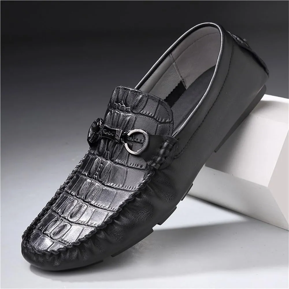 Casual Loafers for Mens Vegan Leather Evening Round Toe Wedding Non Slip Low Top Block Heel Anti-Slip Shoe Slip On