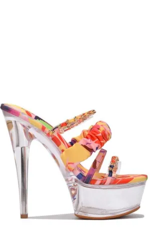 chain detail clear platform heels