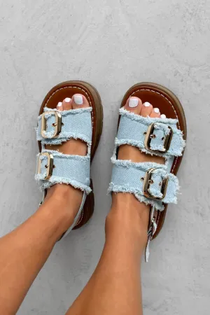 CHARLIE Chunky Buckle Sandals - Denim