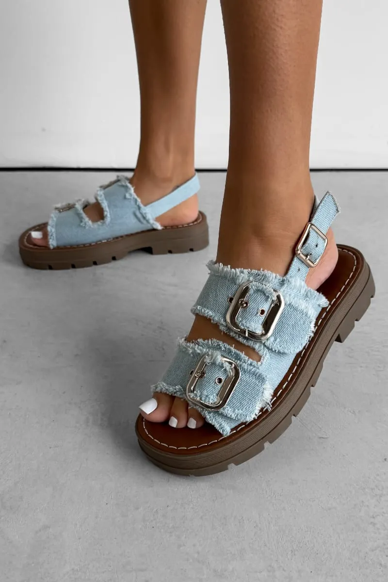 CHARLIE Chunky Buckle Sandals - Denim
