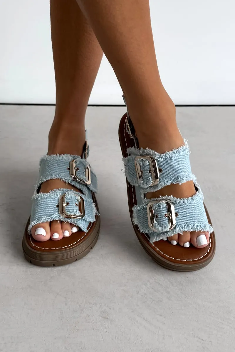 CHARLIE Chunky Buckle Sandals - Denim