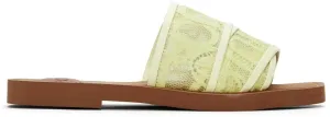 ChloÃ© Yellow Lace Woody Flat Mules