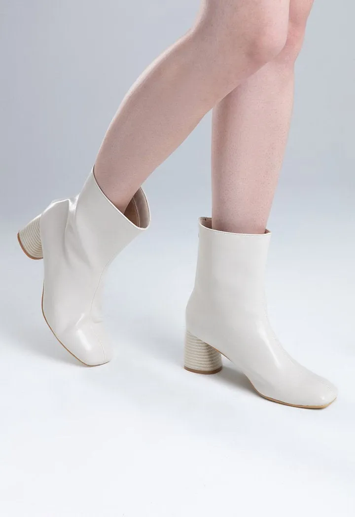 Choice Faux Leather Back Zip Ankle Boots Stone