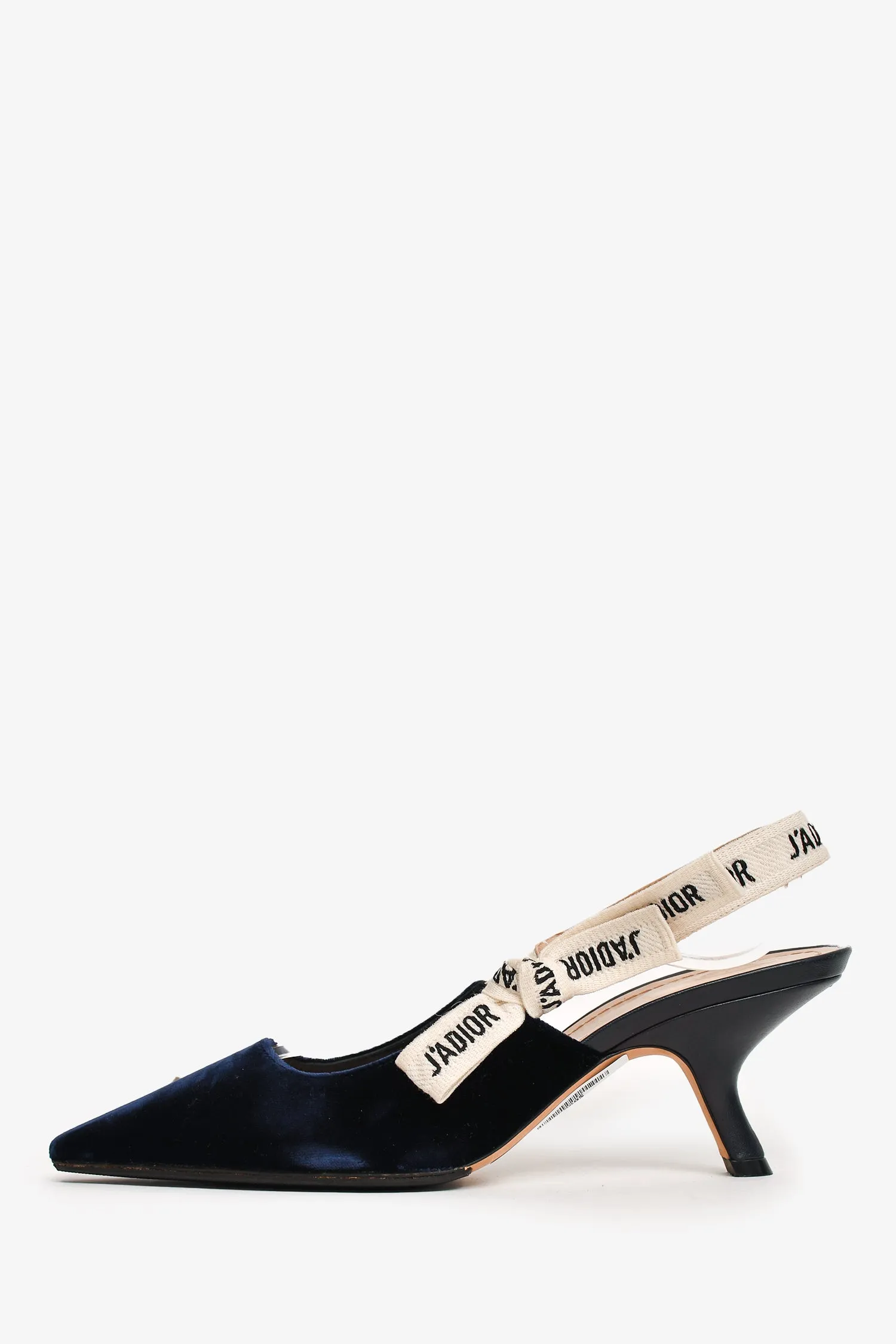 Christian Dior Navy Velvet J'Adior Kitten Heels Size 37.5