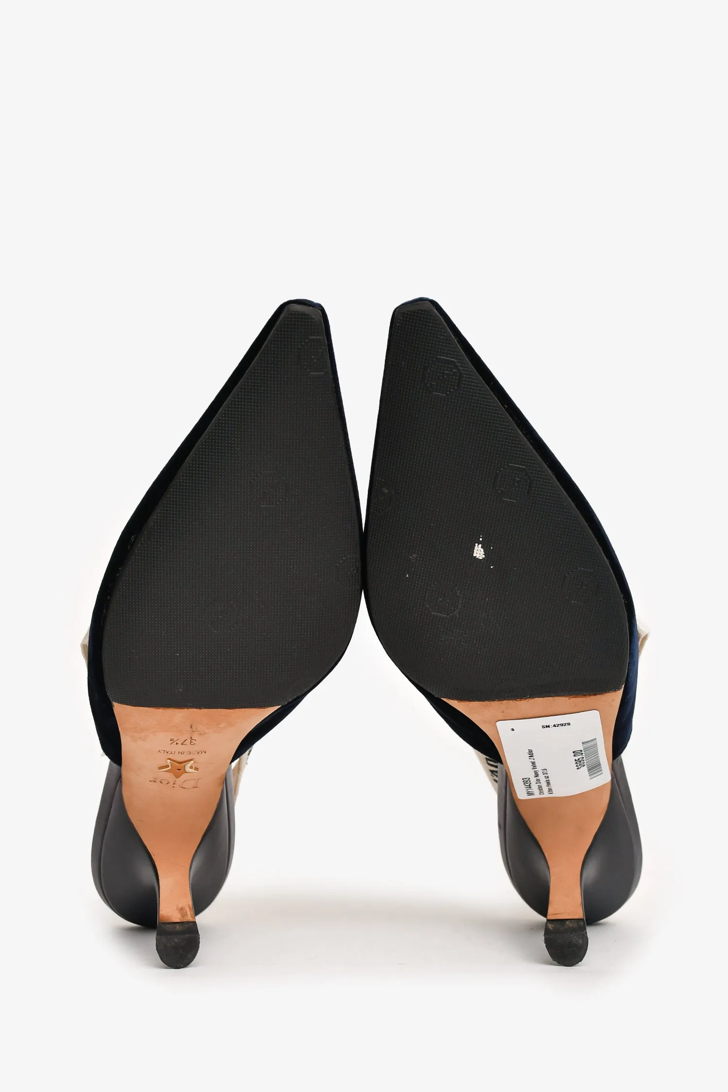 Christian Dior Navy Velvet J'Adior Kitten Heels Size 37.5