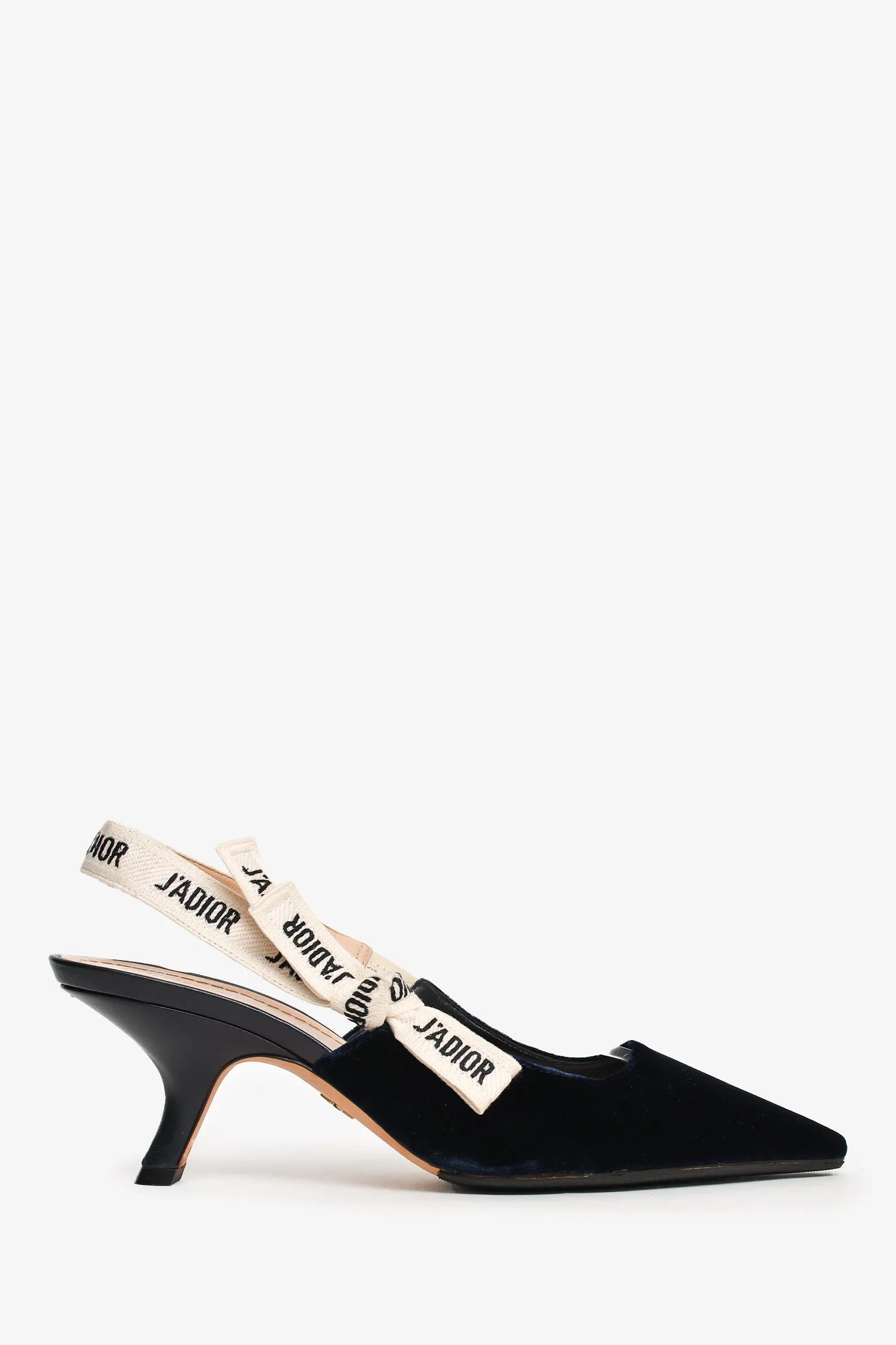 Christian Dior Navy Velvet J'Adior Kitten Heels Size 37.5