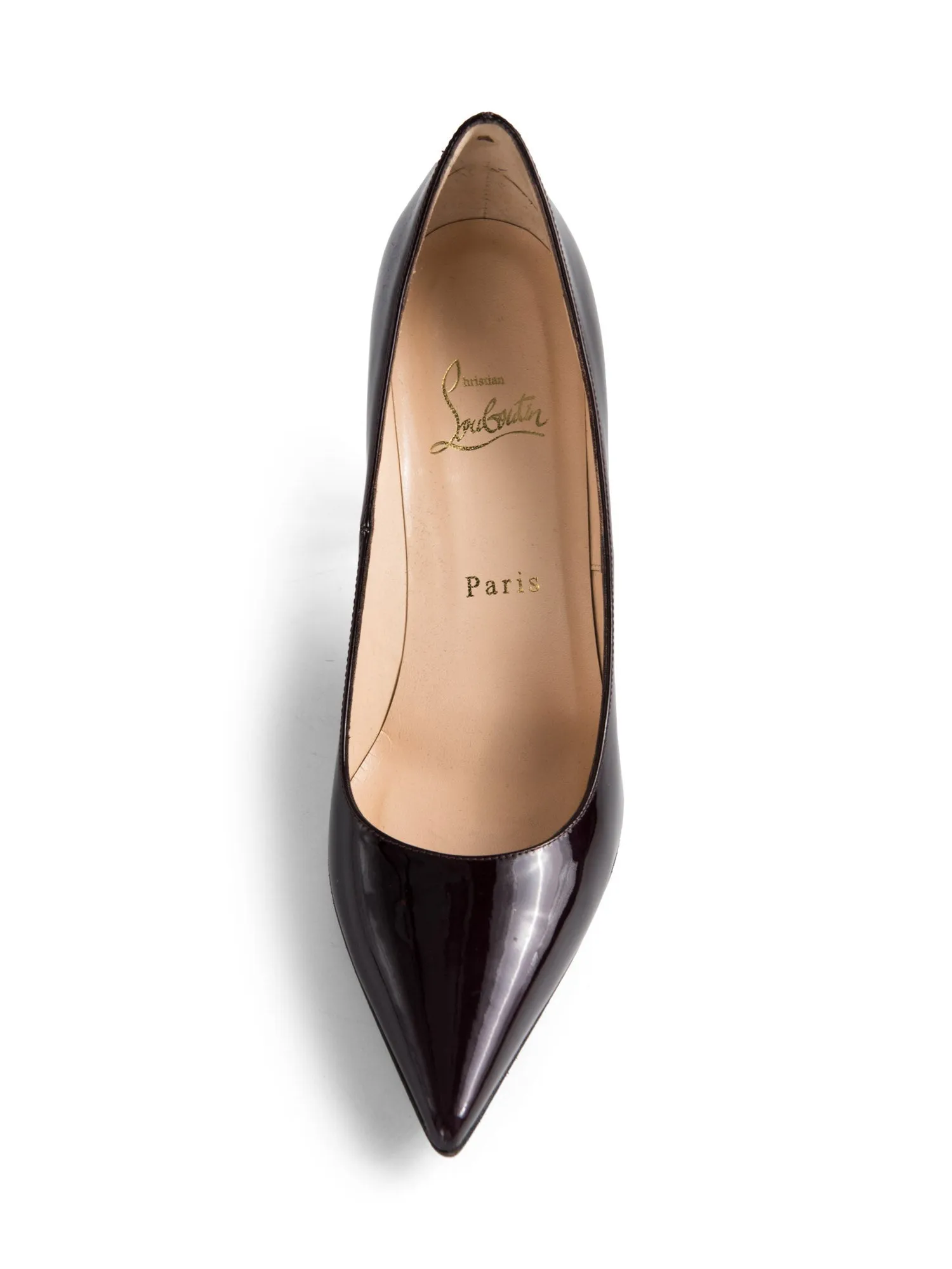 Christian Loboutin Patent Leather Pointy Shoes Burgundy